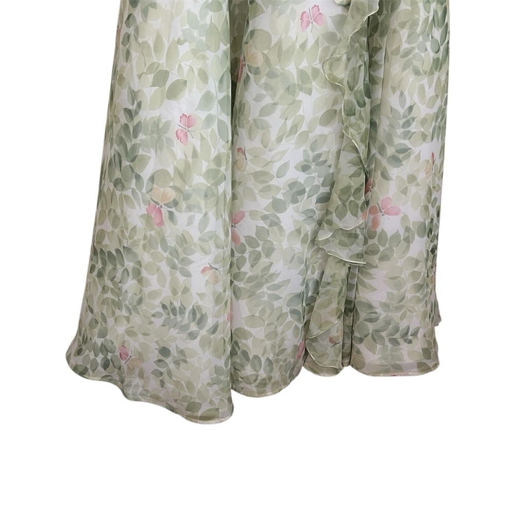 Strapless Green Floral A-Line Crinoline Gown Prom Formal Evening Dress-Size 2 - Picture 2 of 14